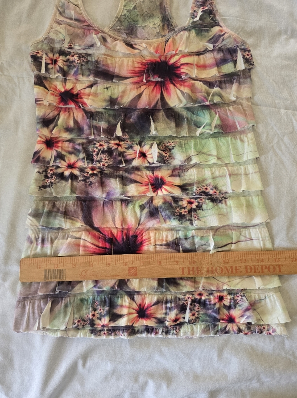 Forever 21 Floral Ruffle Racerback Tank Top - Multicolor Pastel - Picture 6 of 6